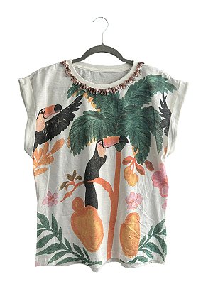 Tshirt Algodão Off White Tucanos Caju