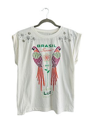Tshirt Algodão Off White Brasil Terra