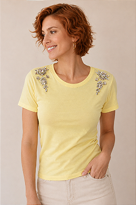 Tshirt Decote Redondo Amarelo Sarah