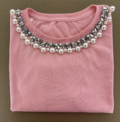 Baby Look Algodão Rosa Alessa