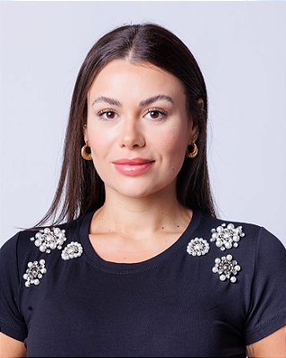 Tshirt Feminina Decote Redondo Preta Mavie