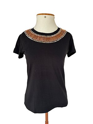 Tshirt Feminina Decote Redondo Preta Gianna