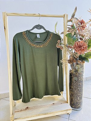 Blusa Feminina Manga Longa Verde Gabi