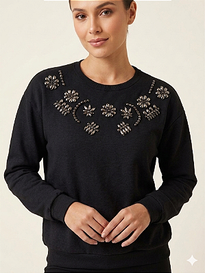 Moletom Feminino Preto Constelação Floral