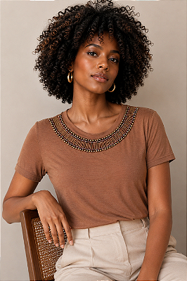Tshirt Feminina Decote Redondo Arcon Samira