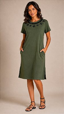 Vestido 100% Algodão Verde Black Bloom