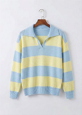 Blusa Polo Tricot Clássica Listrada