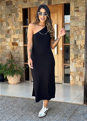 Vestido Nula Manga Ella Confort em Malha Canelada