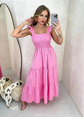 Vestido Lorena Lastex Longo com Alça Ciganinha