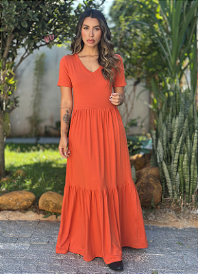 Vestido Mid Lola - Com Manga - Gola em V