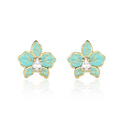 Brinco semijoia esmaltado e banhado a ouro 18k