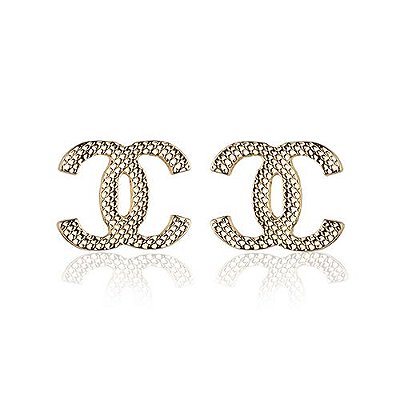 Brinco semijoia banhado a ouro 18k, inspiração chanel