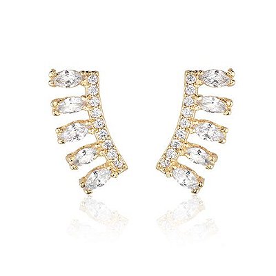 Brinco Semijoia Ear Cuff em pedras de zirconias cristal
