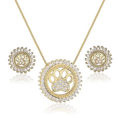 Conjunto semijoia mandala de patinha - Linha Pets