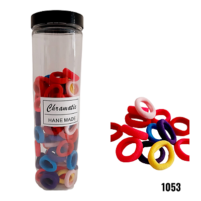 NE1053 - 1053 tubão de elásticos de cabelo meia tons coloridos 100 pcs por kit / 2,5cm com atacado – Pacote com 12 unidades (Atacado)