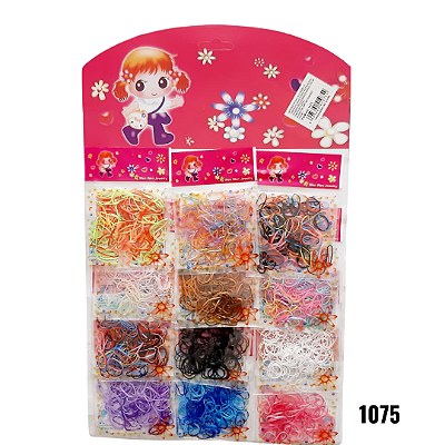 NE1075 - Liguinhas fininha coloridas (cada pacotinho contém 130 liguinhas) cartela c/ – Pacote com 12 unidades (Atacado)