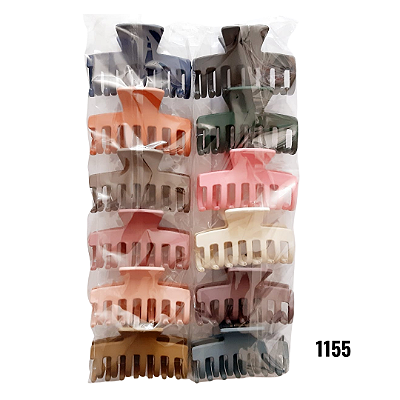 NE1155 - Presilha de cabelo 12 pcs por kit/ 6,5cm atacado 1155 – Pacote com 12 unidades (Atacado)