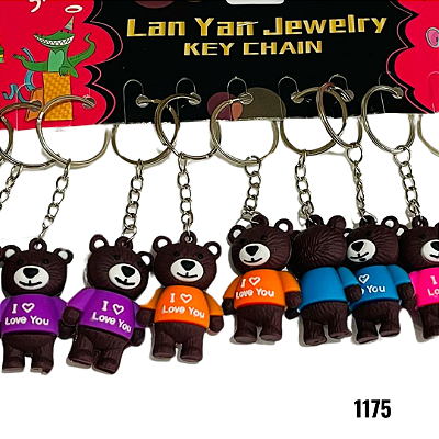 NE1175 - Chaveiros ursinho por kit atacado 1175 – Pacote com 12 unidades (Atacado)