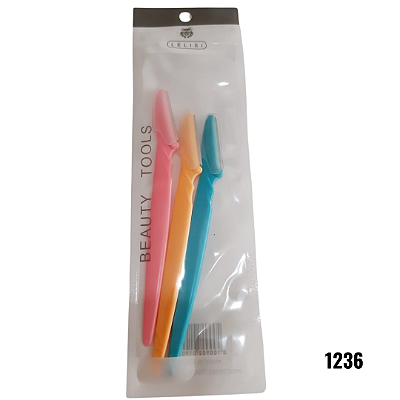 NE1236 - 1236 kit 3 navalhas para sobrancelhas  – Pacote com 12 unidades (Atacado)