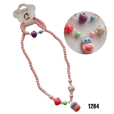NE1284 - 1284 kit infantil colar e pulseira – Pacote com 12 unidades (Atacado)