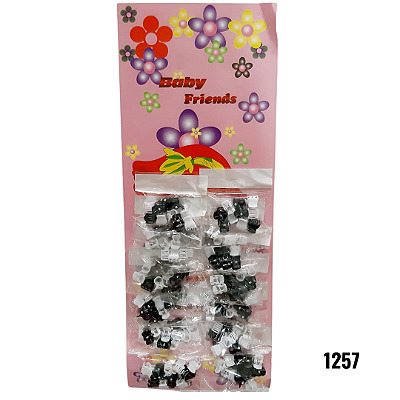 NE1257 - 1257 mini piranha branca e preta – Pacote com 12 unidades (Atacado)