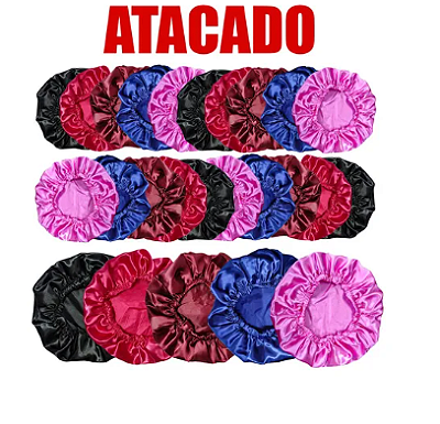 TOUCA DE CETIM ATACADO COM ACABAMENTO - DUZIA SORTIDA - TAMANHO UNICO