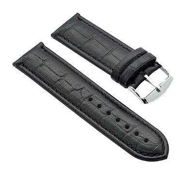 PULSEIRA DE COURO CROCO PRETO COD. 74