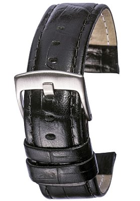 PULSEIRA DE COURO CROCO PRETO COD. 1005