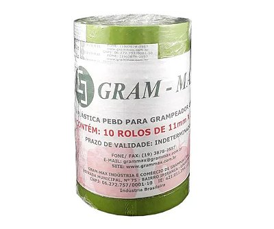 Fita Plástica Gram - Max Para Alceador/ Grampeador Cor Verde - 1 Rolo com 30 metros