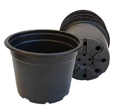 Kit Pote Vaso Plástico flexível Tipo Holambra NP 15 cor preto/ Preto 100 und