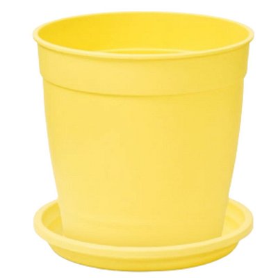 Vaso Cachepot Redondo Aquarela Pequeno 1,5 sem Prato Amarelo