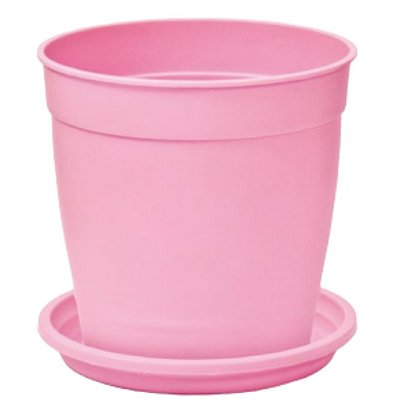 Vaso Cachepot Redondo Aquarela Pequeno 1,5 sem Prato Rosa Bebe