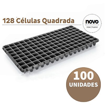 Bandeja para Semeadura - 128 células - 100 Unidades Quadrada - Preto - Nutriplan