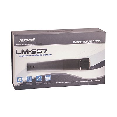 Microfone profissional para instrumento Lexsen LM-S57 cardióide com cabo, cachimbo e bag premium