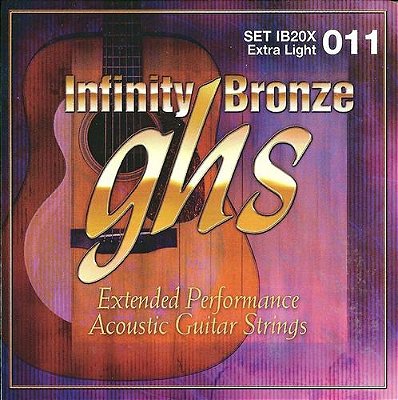 Encordoamento para Violão de Aço GHS IB20X Extralight Série Infinity Bronze