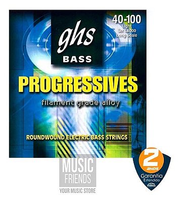 Encordoamento para Contrabaixo GHS L8000 Light (Escala Longa) Bass Progressives (contém 5 cordas)