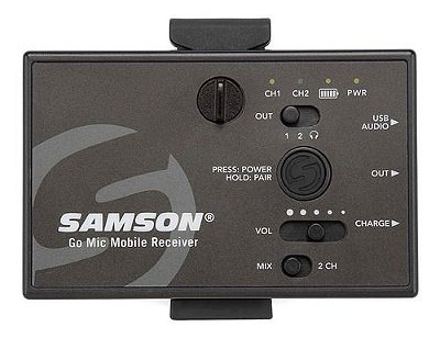 Receptor de Sistema de Microfone sem Fio Samson Go Mic Mobile