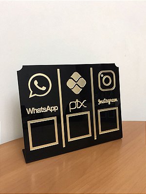 Placa Acrílica com QR Code para Instagram, Pix e WhatsApp