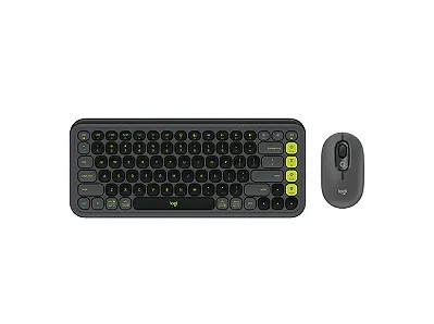 Kit Teclado e Mouse Logitech Pop Icon Cinza e Verde Sem Fio - 920-013056