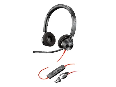 Headset HP Poly Blackwire C3320 USB-C/A Preto - 8X219AA