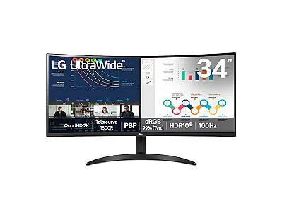Monitor LG UltraWide Curvo 34" QuadHD 2K 100Hz 5ms - 34WR50QK-B