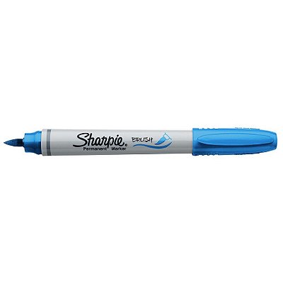 Caneta Sharpie Brush Ponta Pincel Azul - Unidade