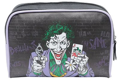 Necessaire PU WB DC OR Joker Face Fundo Preto - 23,5x6,5x17 cm - Urban Brasil