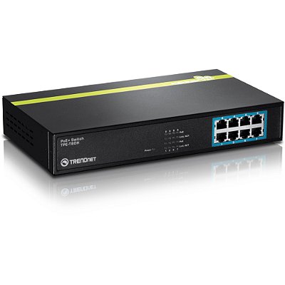 Switch TRENDnet 8P PoE+ Para Câmeras IP TPE-T80H