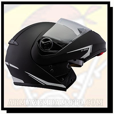 CAPACETE ESCAMOTEÁVEL U-RB2 NEW CLASSIC PRETO FOSCO