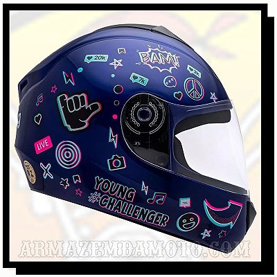 CAPACETE INFANTIL FLY YOUNG LIVE AZUL ESCURO