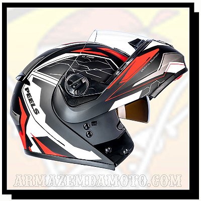 CAPACETE ESCAMOTEÁVEL U-RB2 OCEAN PRETO FOSCO E VERMELHO