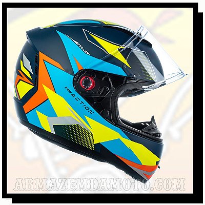 CAPACETE ICON 23 ACTION AZUL FOSCO E AMARELO