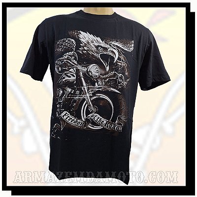 CAMISETA FREEDOM OF THE ROAD ÁGUIA MOTO CUSTOM HCD