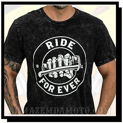 CAMISETA RIDE FOREVER ESTONADA PRETA